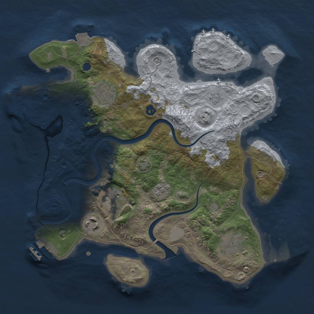 Rust Map: Procedural Map, Size: 3000, Seed: 774591, 11 Monuments