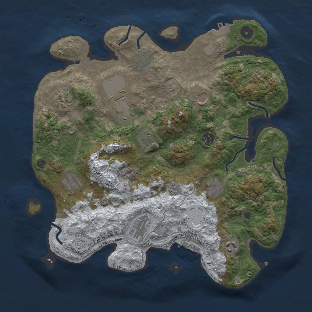 Rust Map: Procedural Map, Size: 3700, Seed: 122221, 20 Monuments