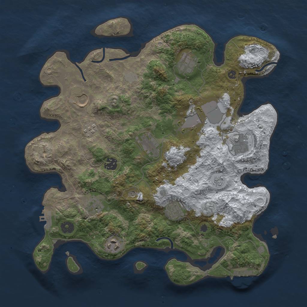 Rust Map: Procedural Map, Size: 3550, Seed: 767124, 19 Monuments