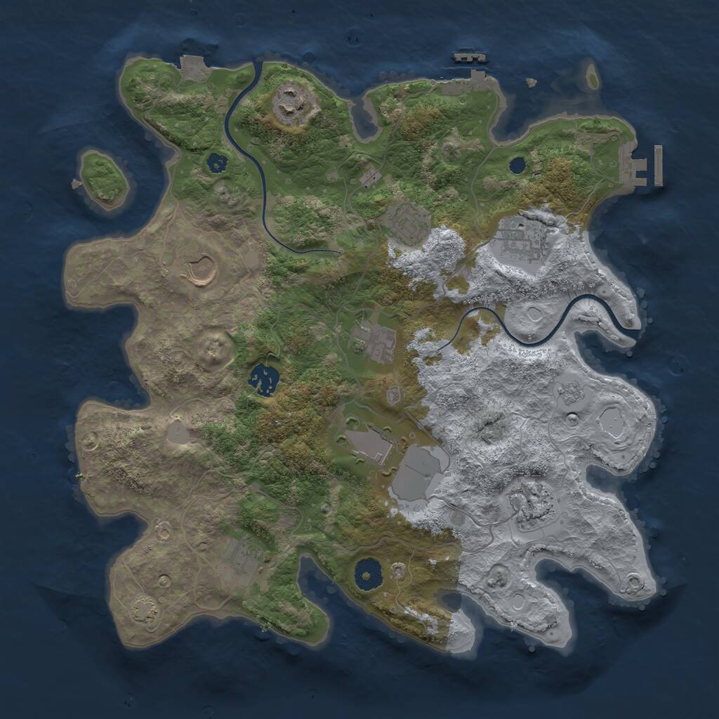 Rust Map: Procedural Map, Size: 3550, Seed: 207450, 14 Monuments