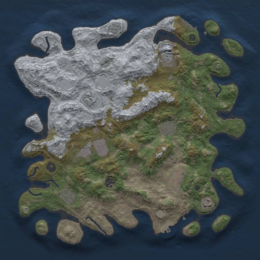 Rust Map: Procedural Map, Size: 3950, Seed: 1011128412, 16 Monuments