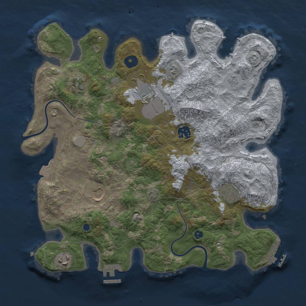 Rust Map: Procedural Map, Size: 3550, Seed: 60919, 12 Monuments