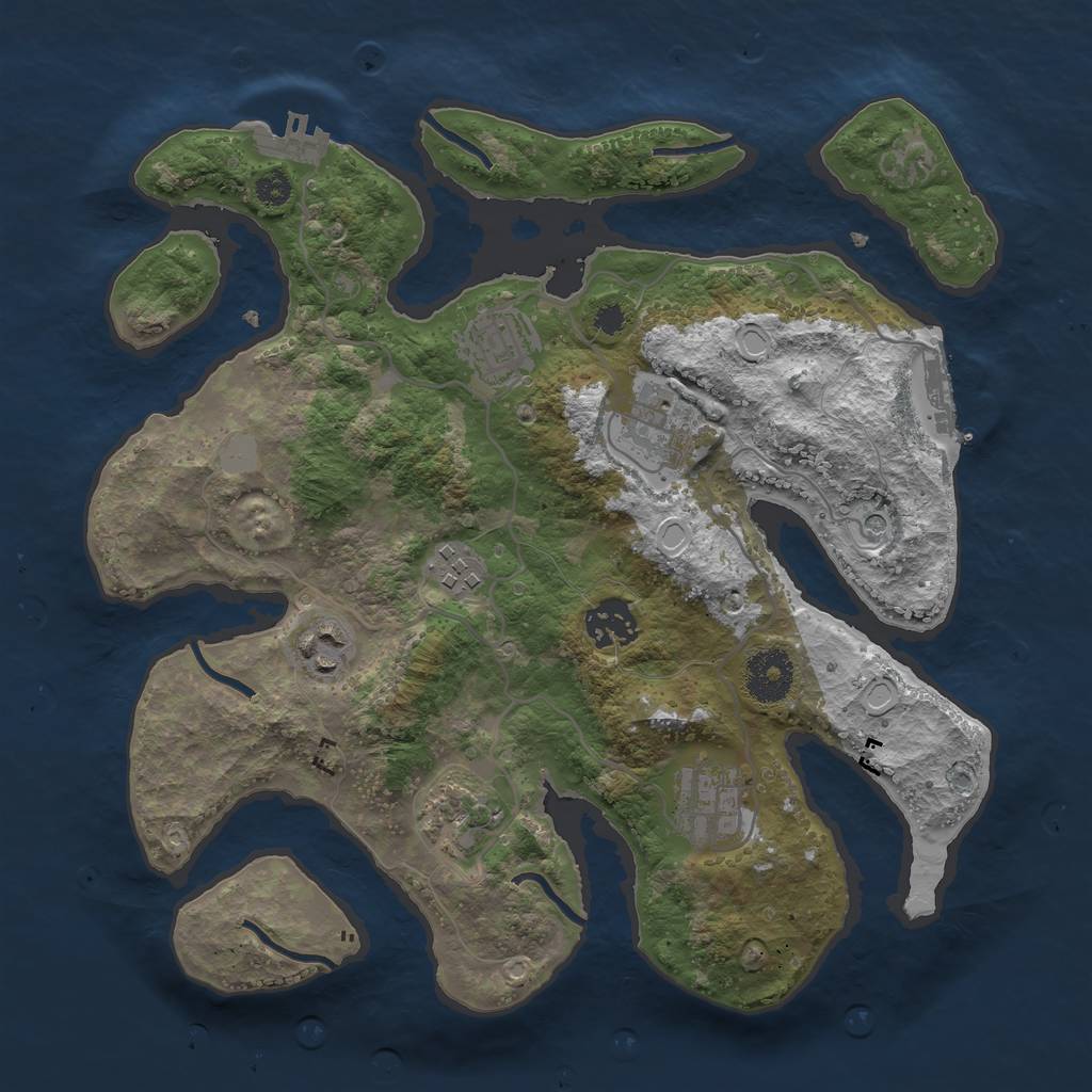 Rust Map: Procedural Map, Size: 3200, Seed: 990396763, 15 Monuments