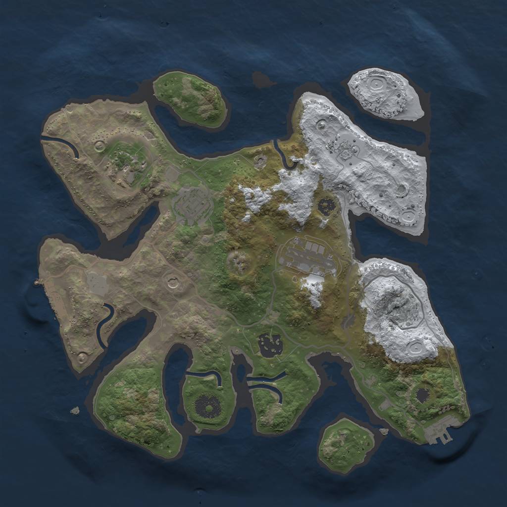Rust Map: Procedural Map, Size: 3000, Seed: 206335771, 13 Monuments