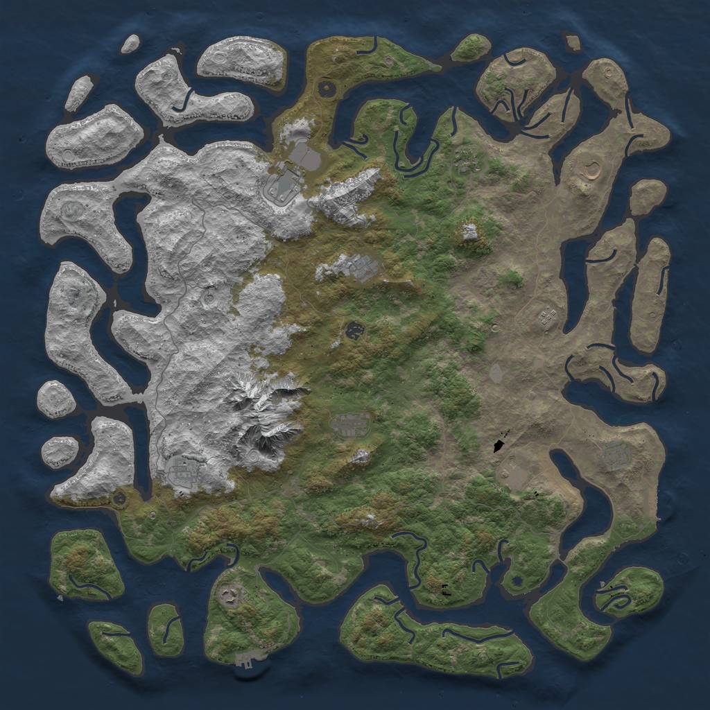 Rust Map: Procedural Map, Size: 6000, Seed: 456598, 19 Monuments