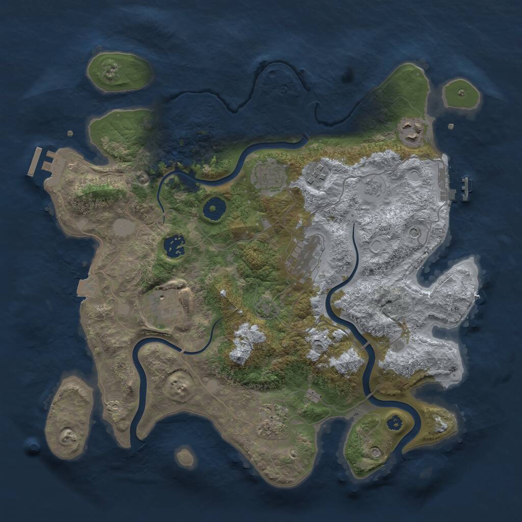 Rust Map: Procedural Map, Size: 3500, Seed: 771753836, 13 Monuments