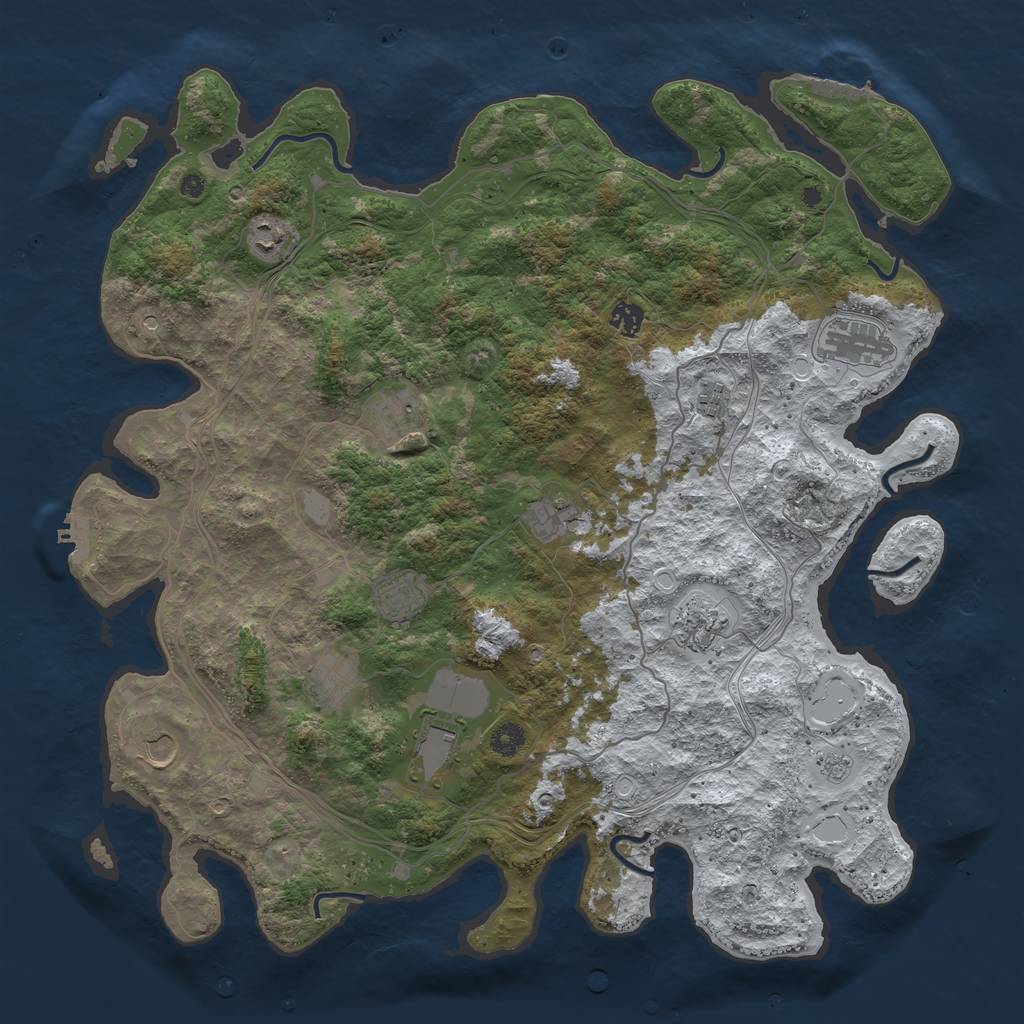 Rust Map: Procedural Map, Size: 4500, Seed: 2089338101, 20 Monuments