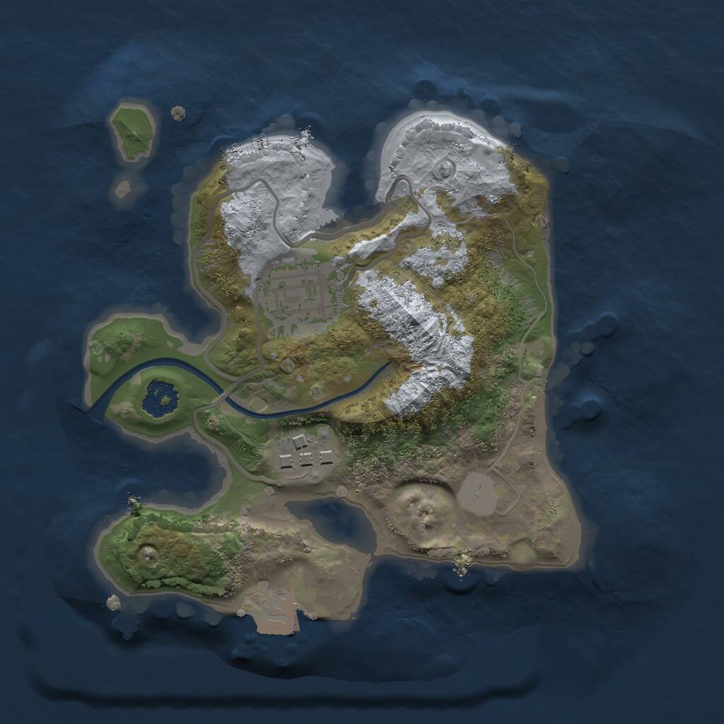 Rust Map: Procedural Map, Size: 2000, Seed: 1915748059, 3 Monuments