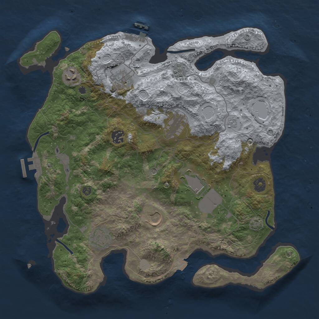 Rust Map: Procedural Map, Size: 3500, Seed: 121315421, 14 Monuments