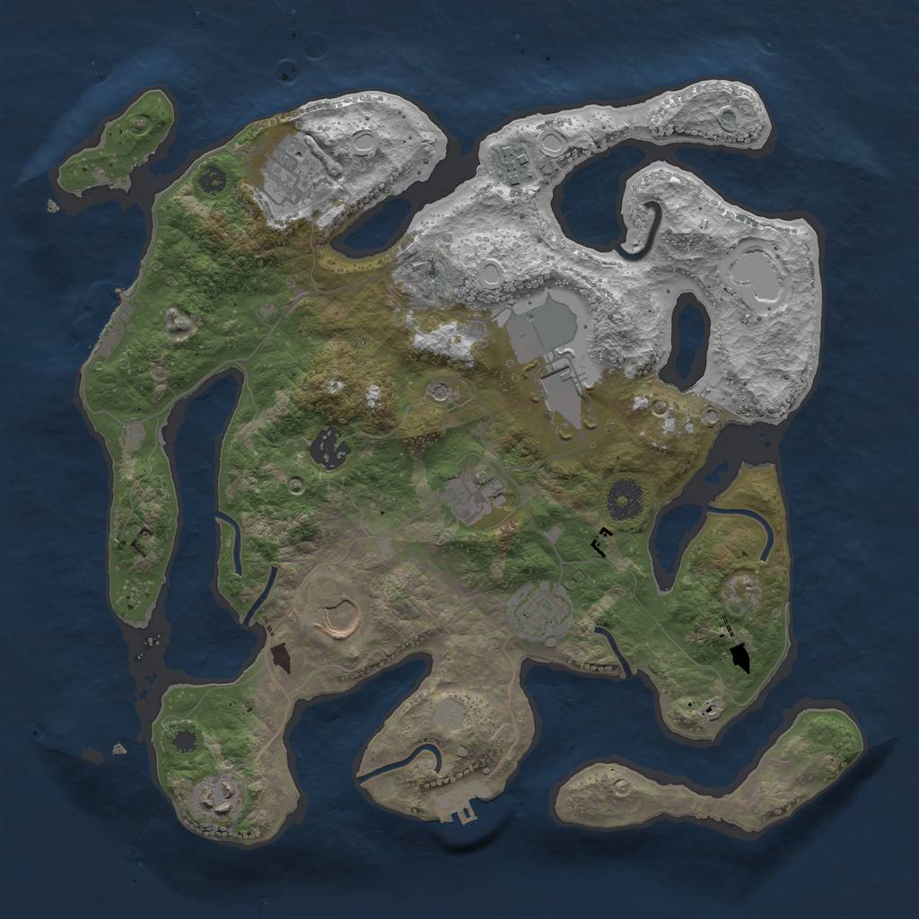Rust Map: Procedural Map, Size: 3500, Seed: 121315421, 16 Monuments