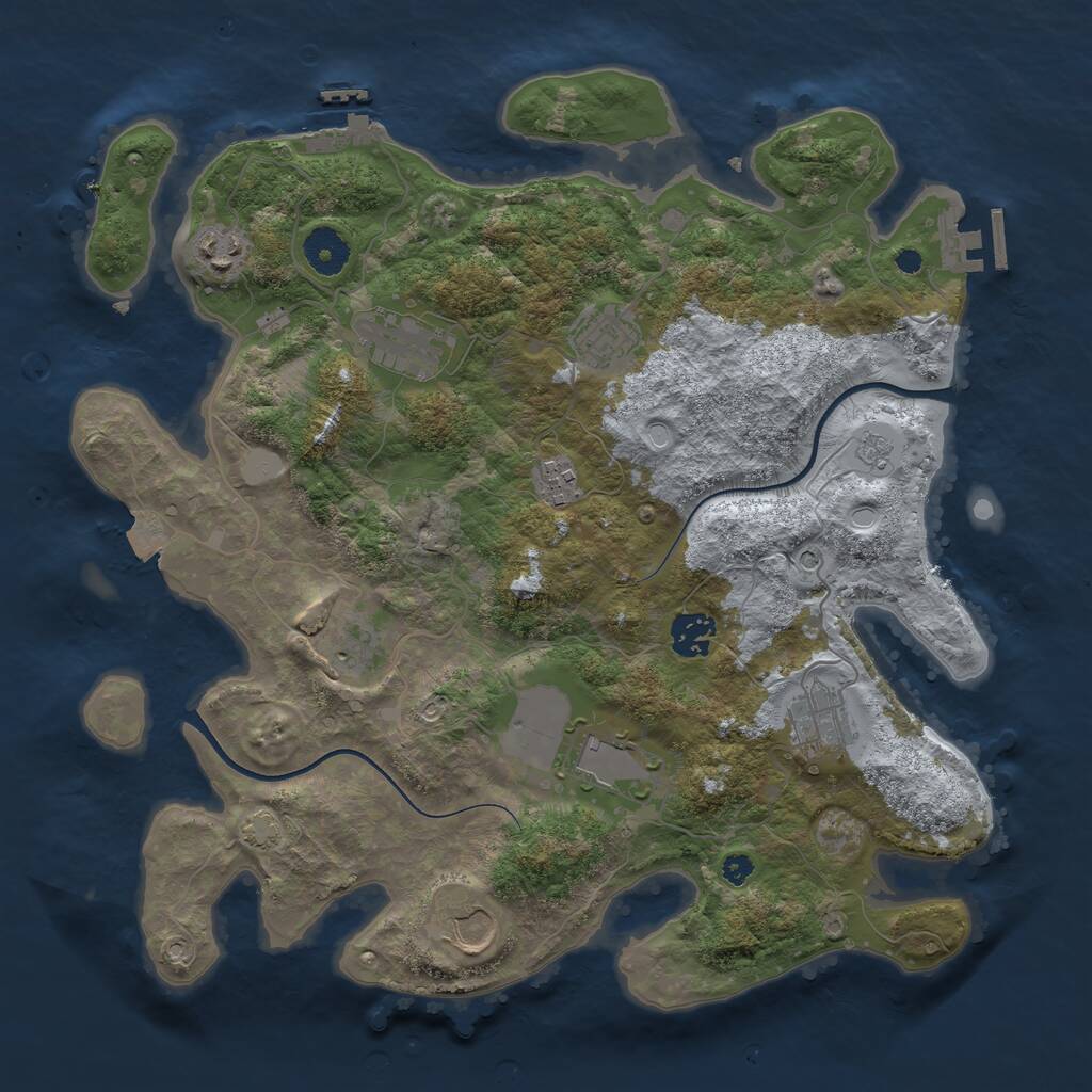Rust Map: Procedural Map, Size: 3600, Seed: 47686876, 15 Monuments