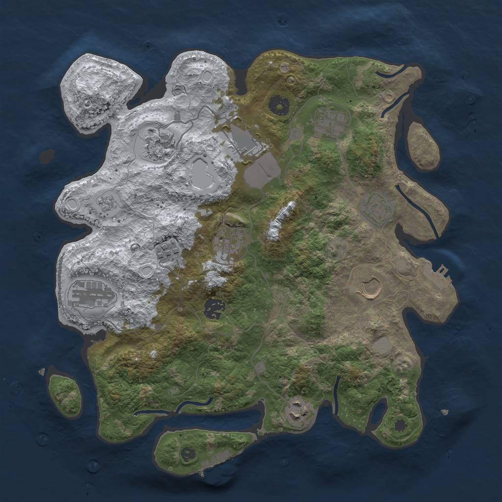 Rust Map: Procedural Map, Size: 3550, Seed: 52582, 18 Monuments