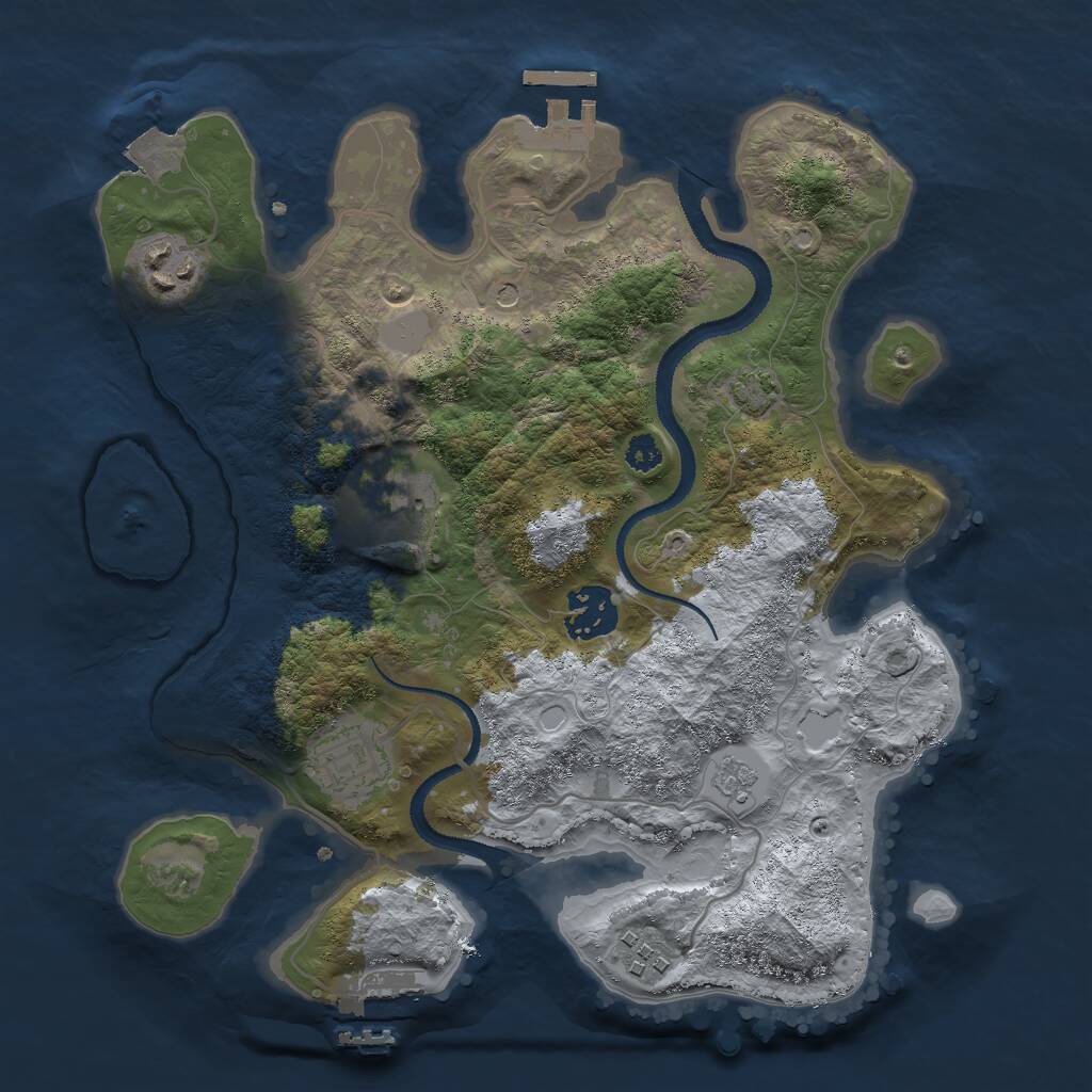 Rust Map: Procedural Map, Size: 3000, Seed: 157105592, 11 Monuments