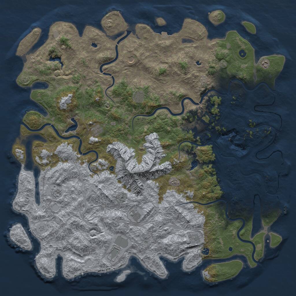 Rust Map: Procedural Map, Size: 6000, Seed: 689777, 17 Monuments