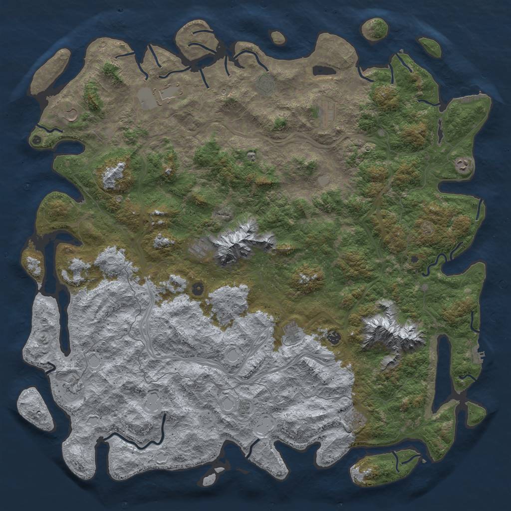 Rust Map: Procedural Map, Size: 6000, Seed: 689777, 20 Monuments