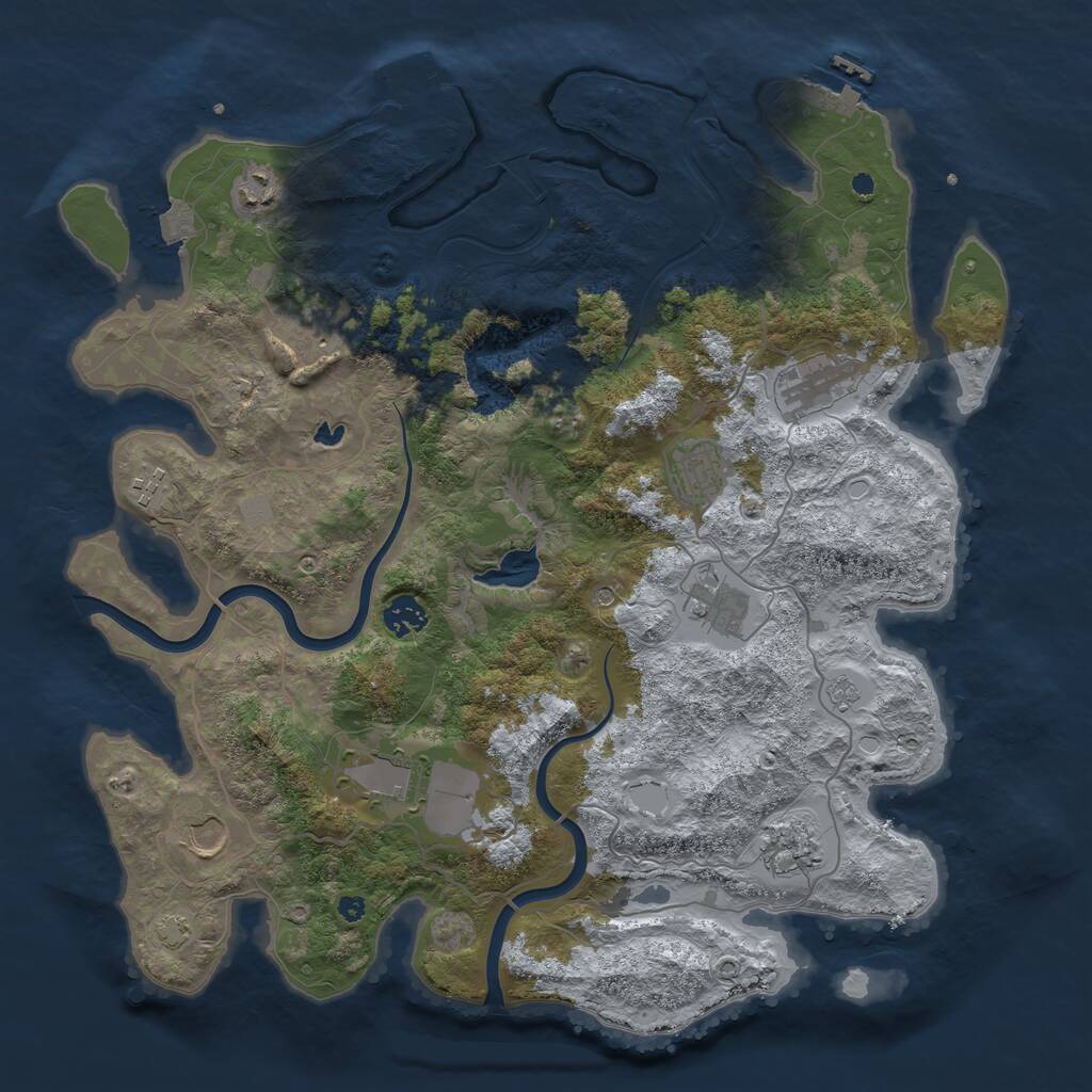 Rust Map: Procedural Map, Size: 4000, Seed: 28531064, 16 Monuments