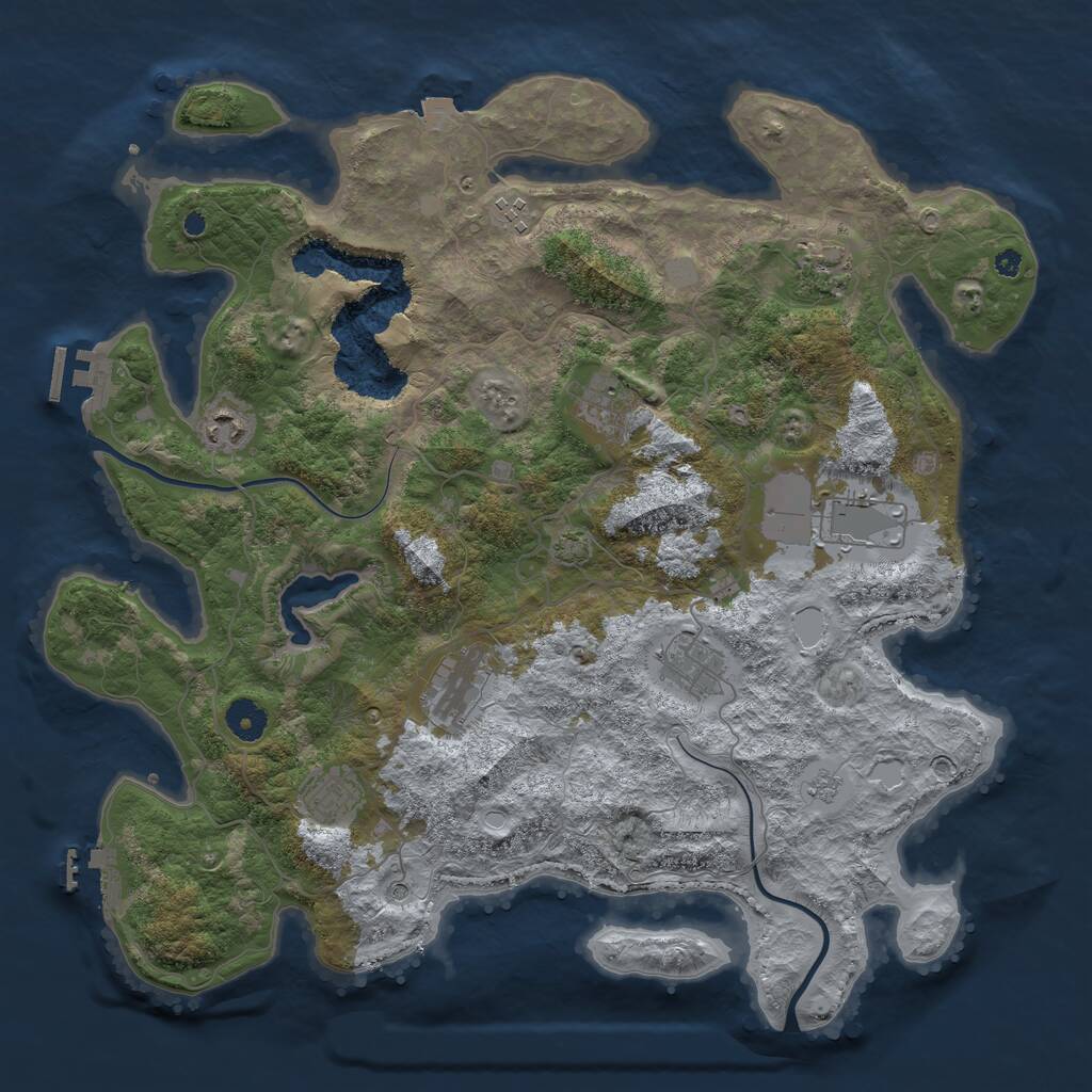 Rust Map: Procedural Map, Size: 4000, Seed: 78063, 14 Monuments