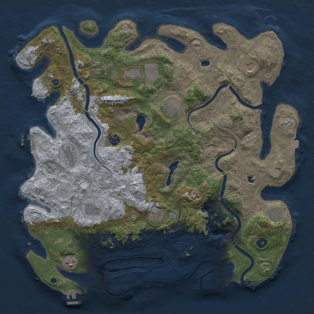 Rust Map: Procedural Map, Size: 4500, Seed: 7658, 17 Monuments