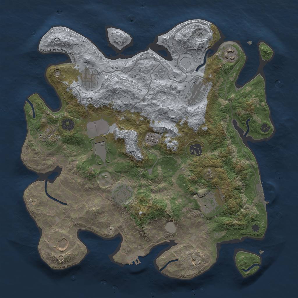 Rust Map: Procedural Map, Size: 3500, Seed: 569384621, 19 Monuments