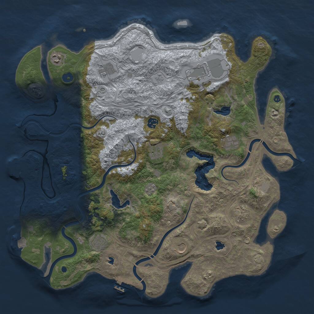 Rust Map: Procedural Map, Size: 4500, Seed: 12542, 16 Monuments