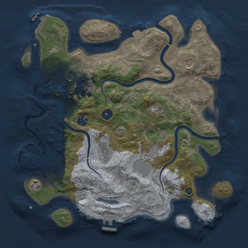 Rust Map: Procedural Map, Size: 3550, Seed: 229333, 13 Monuments