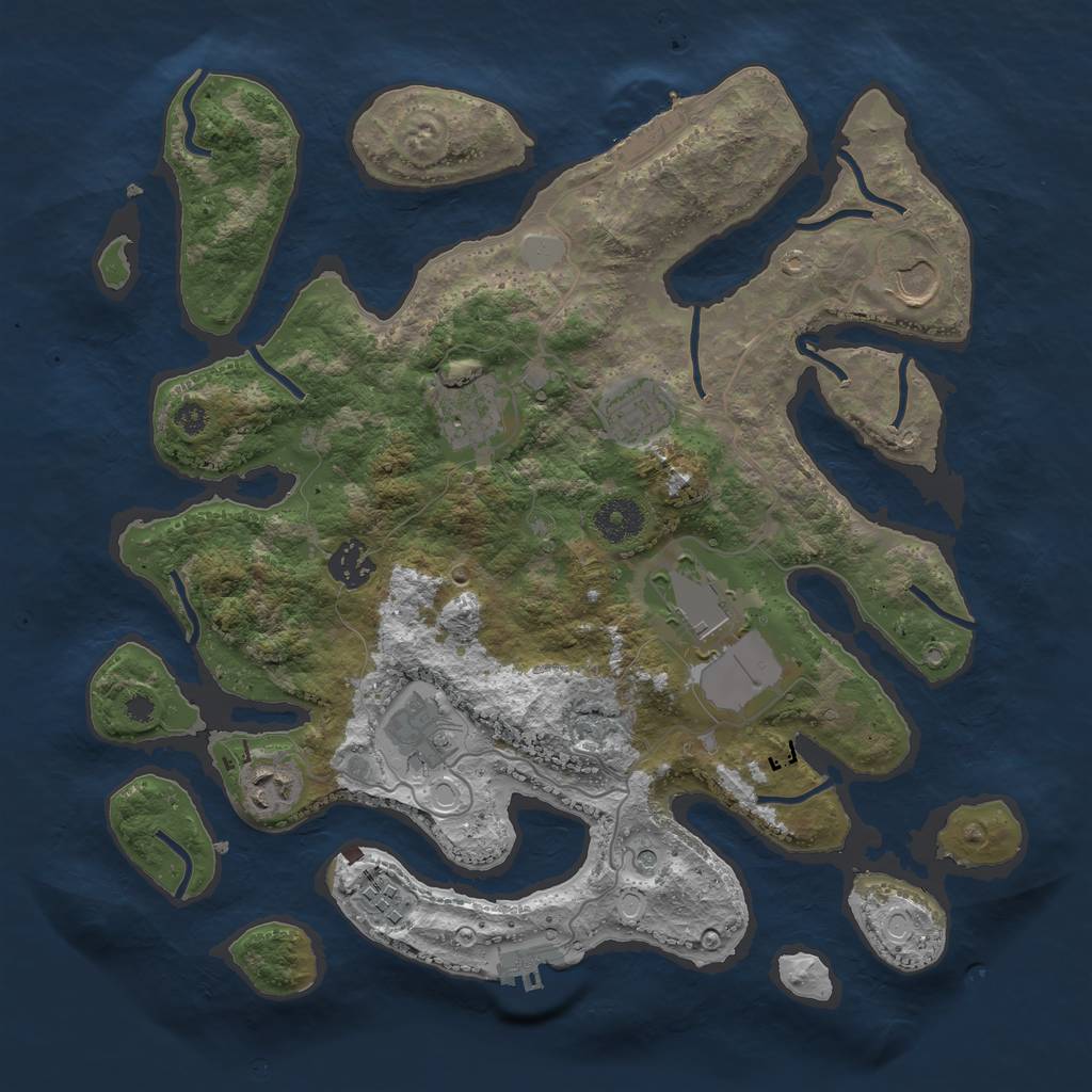 Rust Map: Procedural Map, Size: 3550, Seed: 229333, 16 Monuments