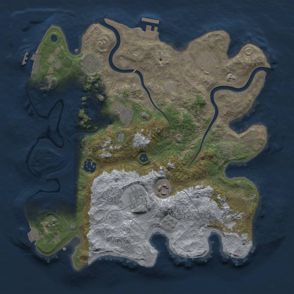 Rust Map: Procedural Map, Size: 3400, Seed: 8351229, 14 Monuments