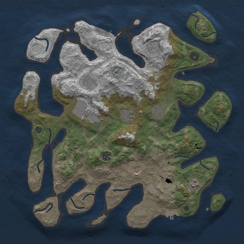 Rust Map: Procedural Map, Size: 4000, Seed: 605921, 17 Monuments
