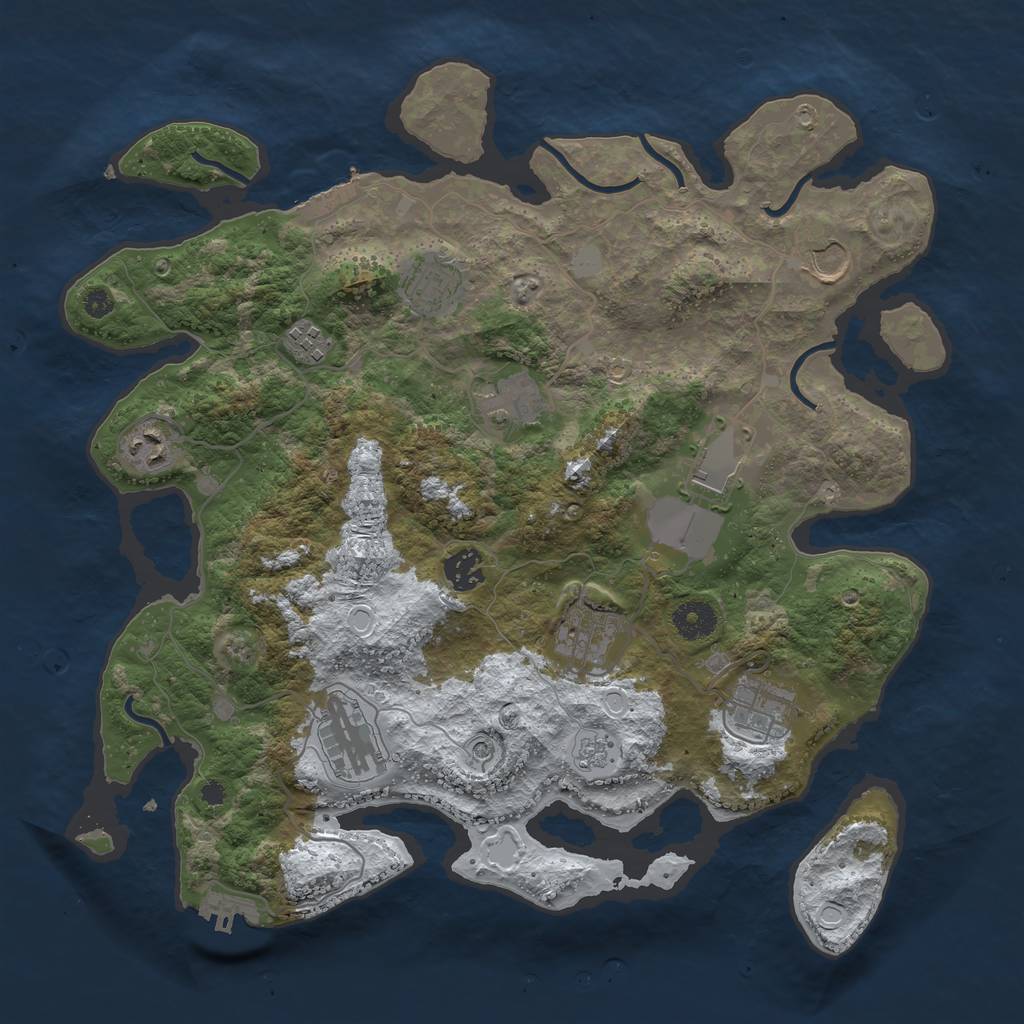 Rust Map: Procedural Map, Size: 3750, Seed: 37278093, 19 Monuments