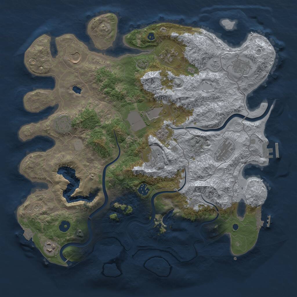 Rust Map: Procedural Map, Size: 4000, Seed: 864723, 16 Monuments