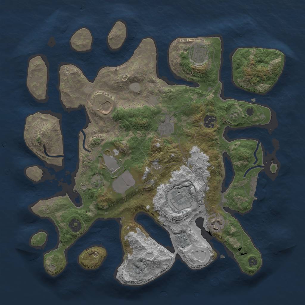 Rust Map: Procedural Map, Size: 3500, Seed: 666, 15 Monuments