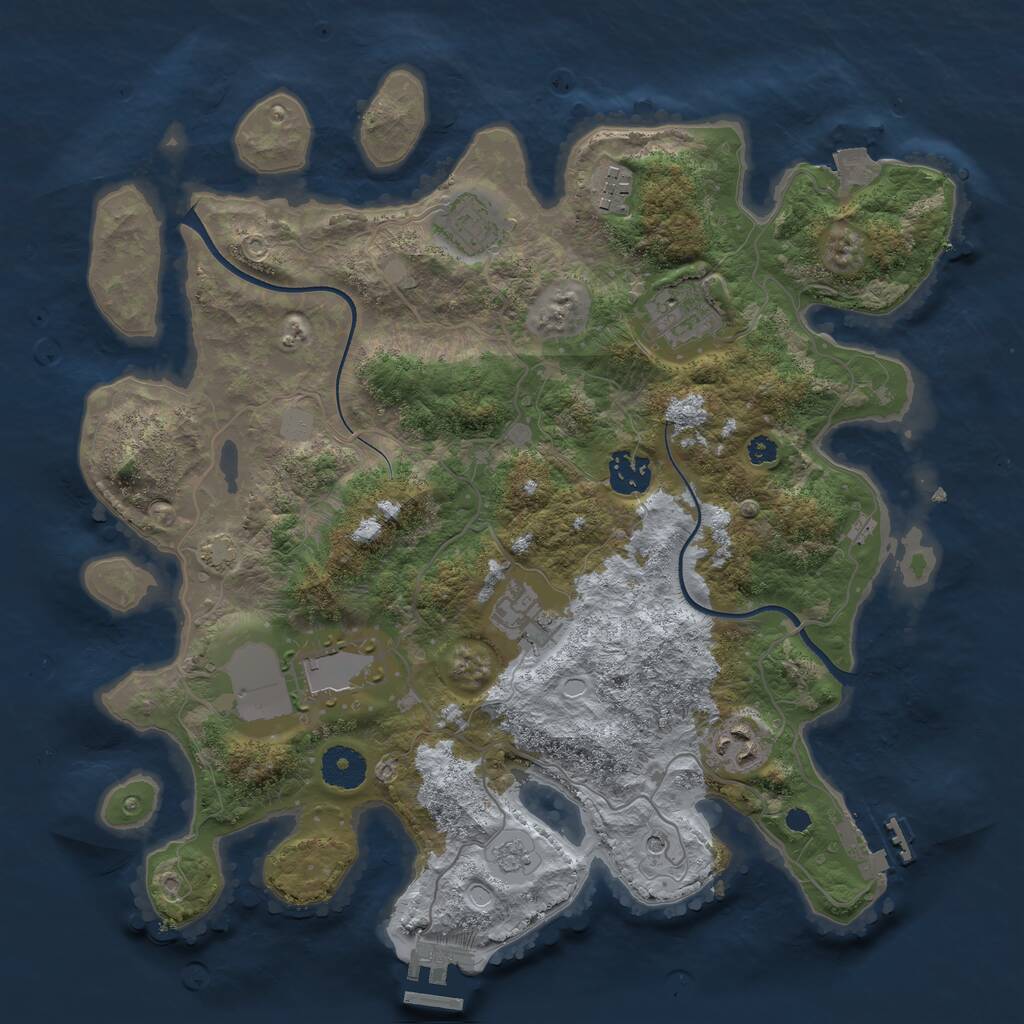 Rust Map: Procedural Map, Size: 3500, Seed: 666, 13 Monuments