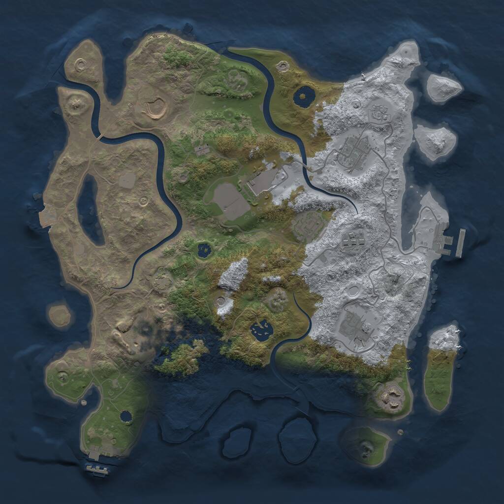 Rust Map: Procedural Map, Size: 3550, Seed: 215516, 15 Monuments