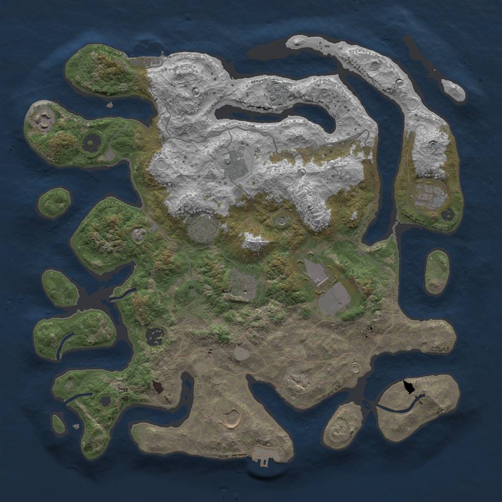 Rust Map: Procedural Map, Size: 4000, Seed: 697280, 17 Monuments