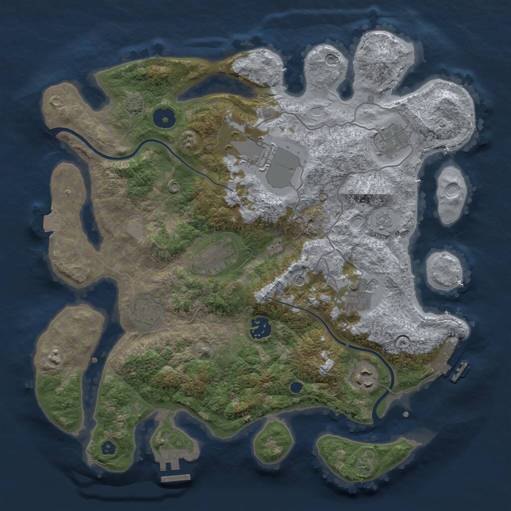 Rust Map: Procedural Map, Size: 3550, Seed: 278308, 13 Monuments
