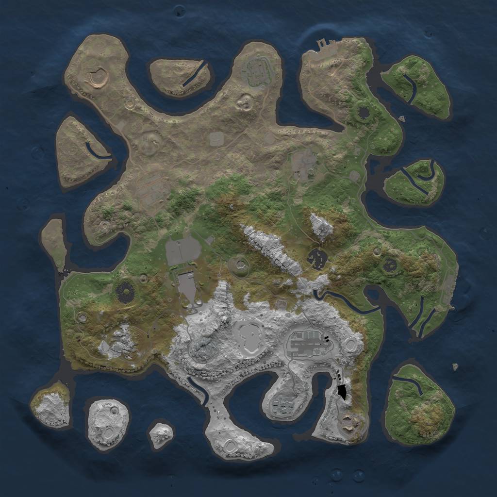 Rust Map: Procedural Map, Size: 3700, Seed: 218556991, 18 Monuments