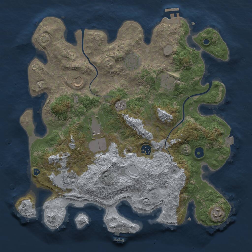 Rust Map: Procedural Map, Size: 3700, Seed: 218556991, 14 Monuments