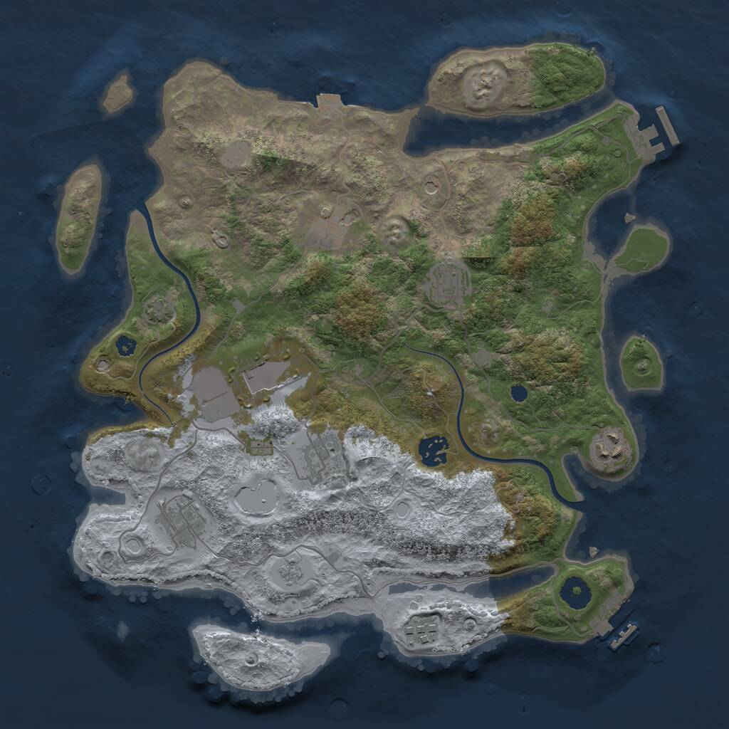 Rust Map: Procedural Map, Size: 3550, Seed: 547561, 14 Monuments