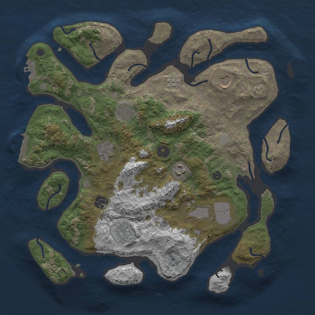 Rust Map: Procedural Map, Size: 3700, Seed: 13837, 16 Monuments
