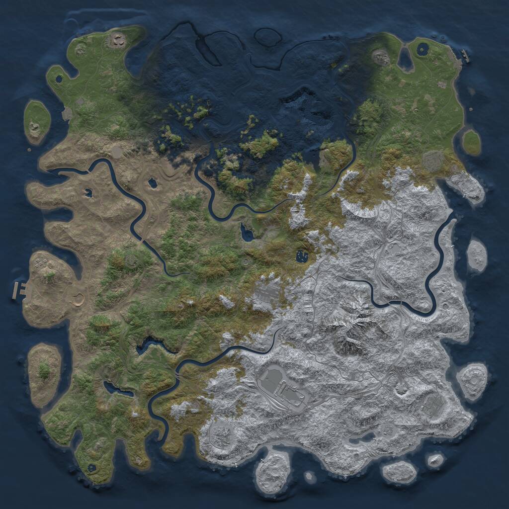 Rust Map: Procedural Map, Size: 6000, Seed: 99999, 17 Monuments