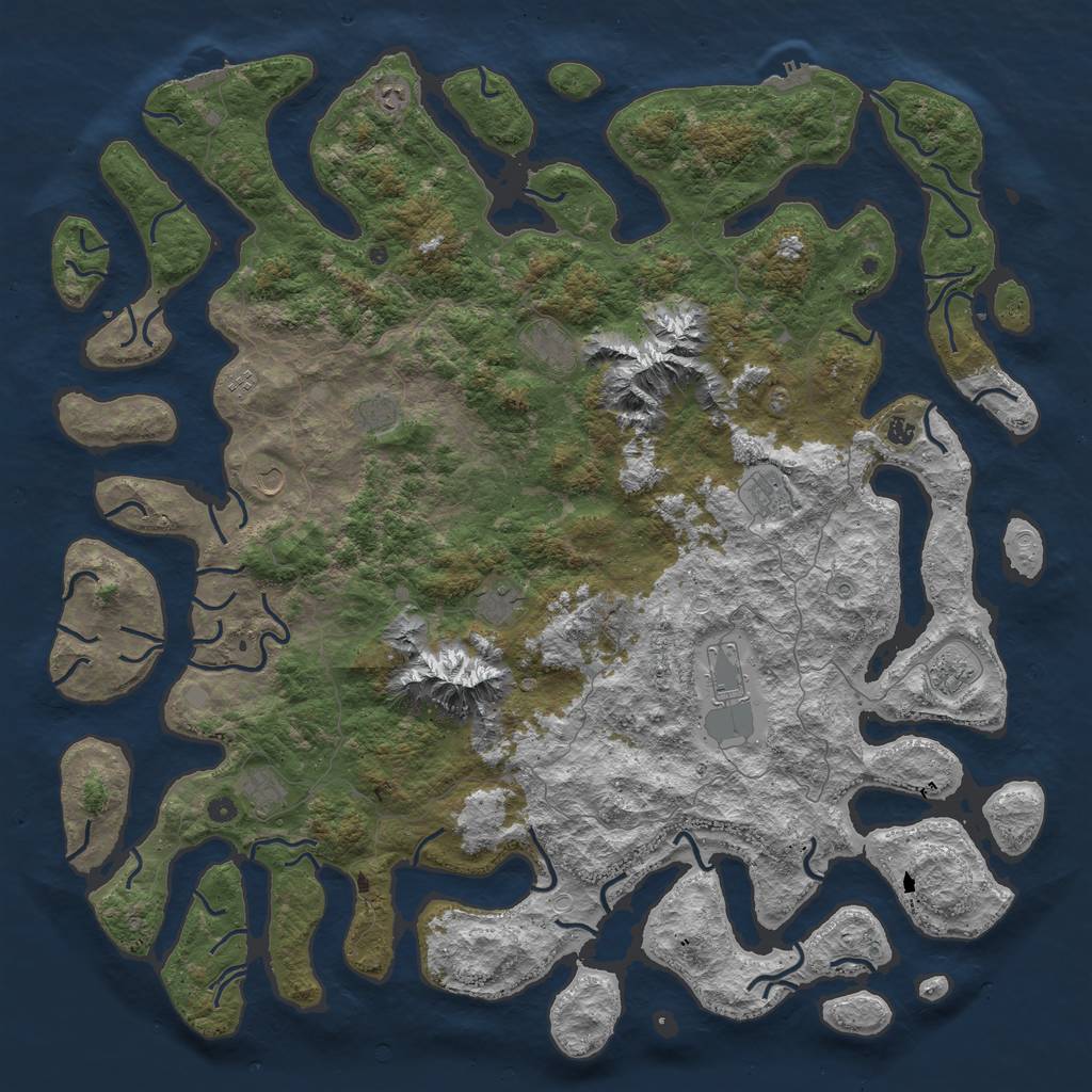 Rust Map: Procedural Map, Size: 6000, Seed: 99999, 19 Monuments