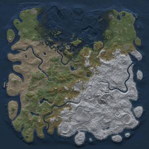 Thumbnail Rust Map: Procedural Map, Size: 6000, Seed: 99999, 17 Monuments