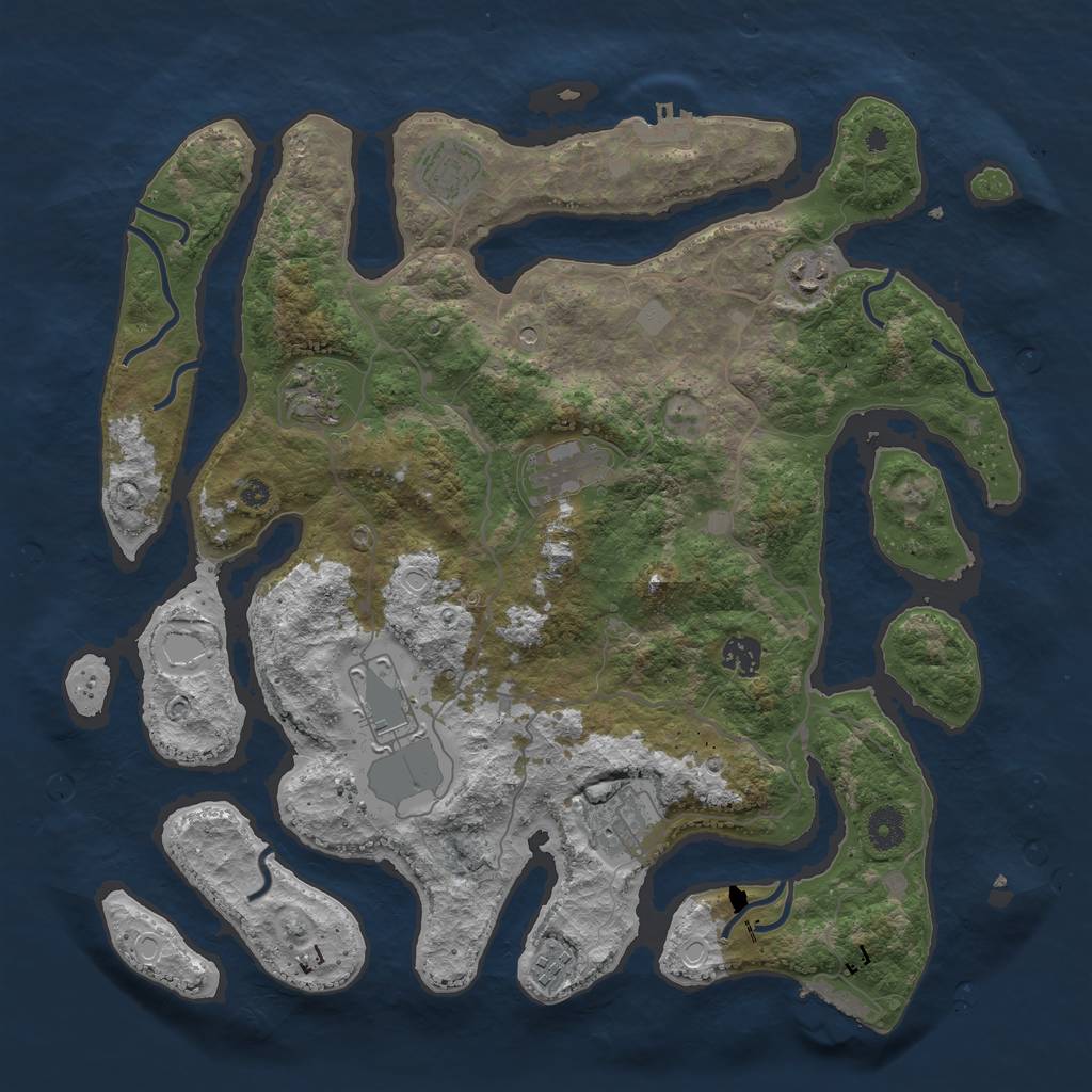 Rust Map: Procedural Map, Size: 4000, Seed: 740963453, 16 Monuments