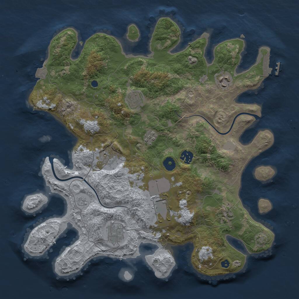 Rust Map: Procedural Map, Size: 3550, Seed: 289215, 13 Monuments