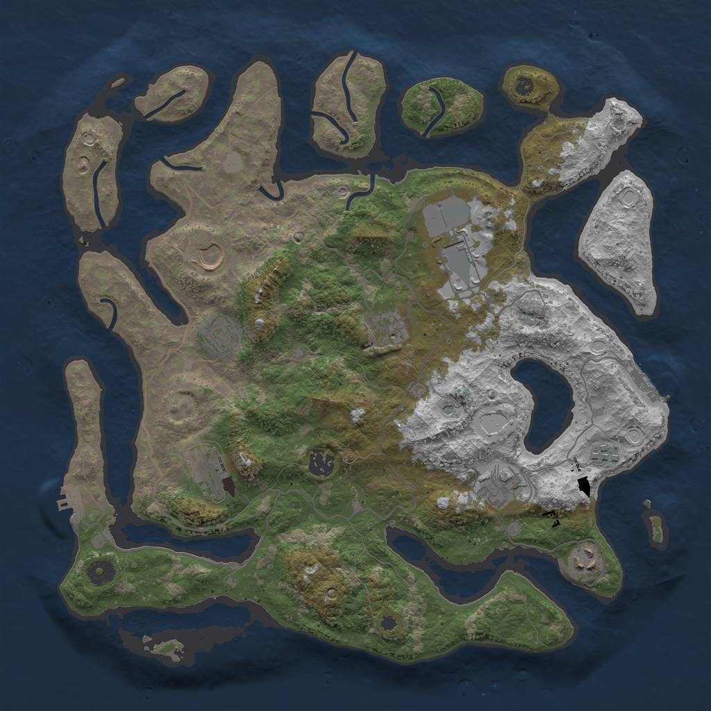 Rust Map: Procedural Map, Size: 4000, Seed: 700470, 17 Monuments