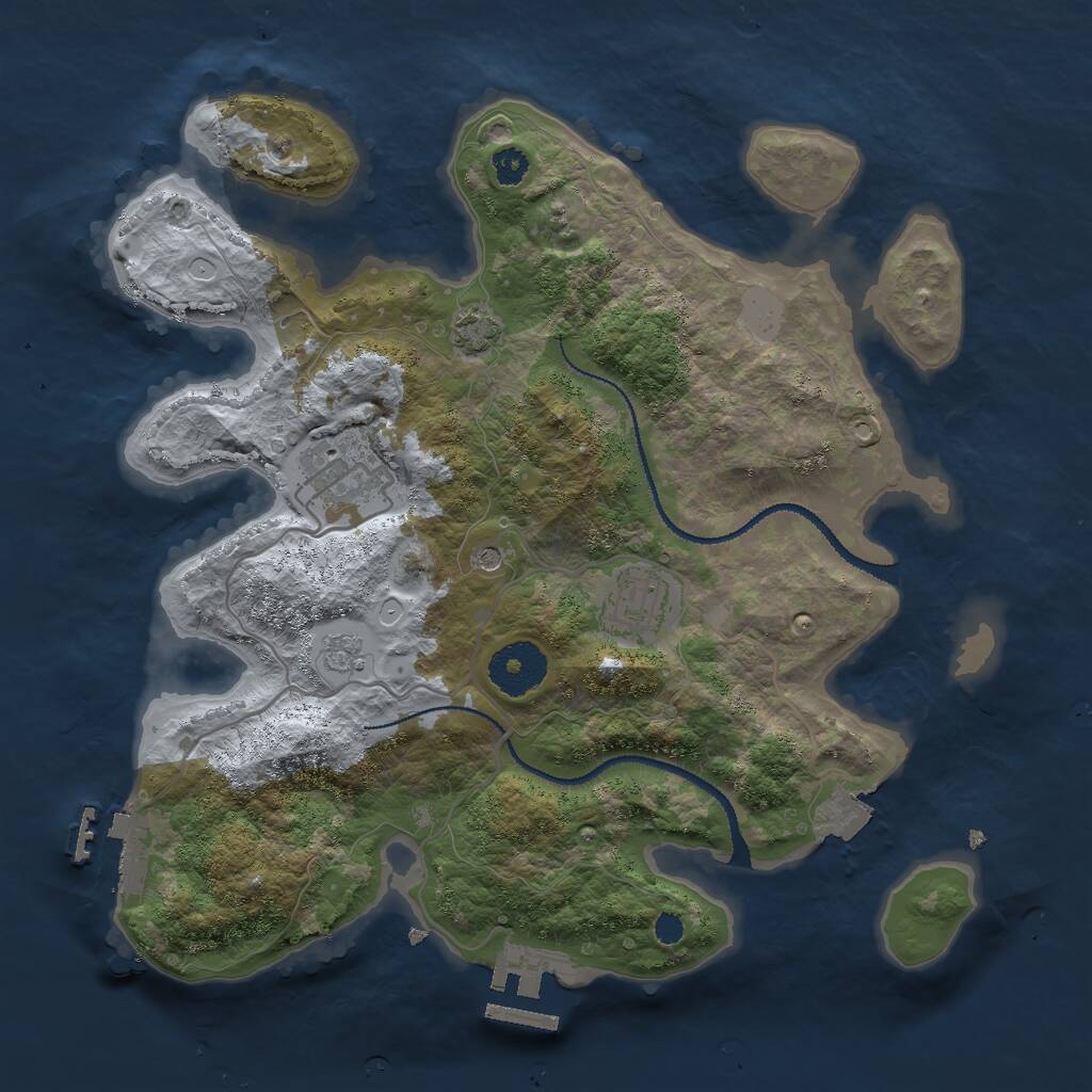 Rust Map: Procedural Map, Size: 3000, Seed: 2346, 8 Monuments