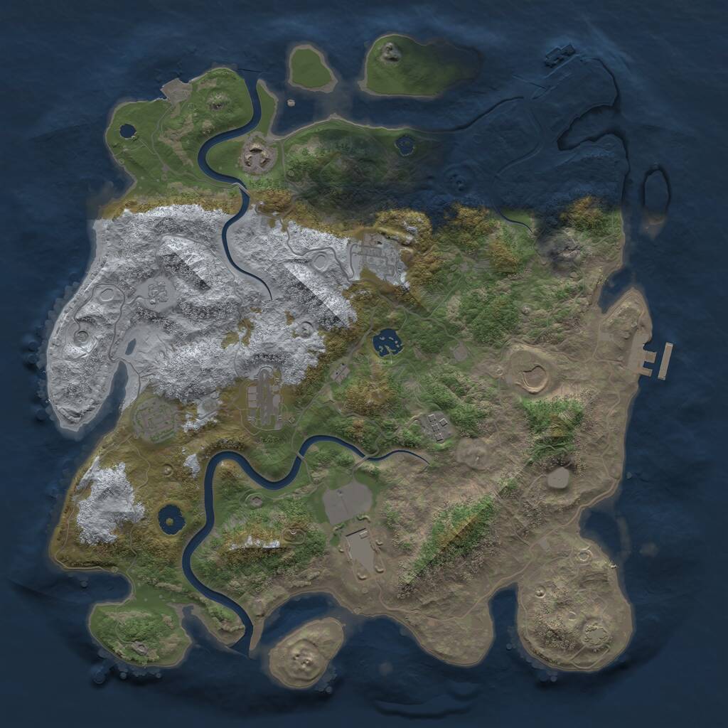 Rust Map: Procedural Map, Size: 3950, Seed: 53201938, 14 Monuments