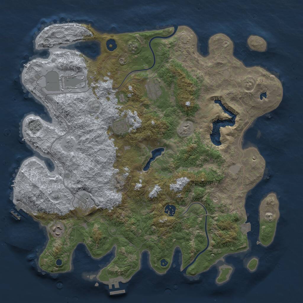 Rust Map: Procedural Map, Size: 4000, Seed: 198288, 13 Monuments