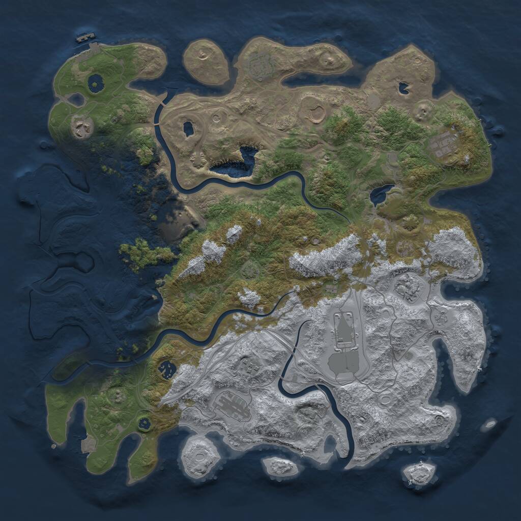 Rust Map: Procedural Map, Size: 4500, Seed: 53185, 16 Monuments