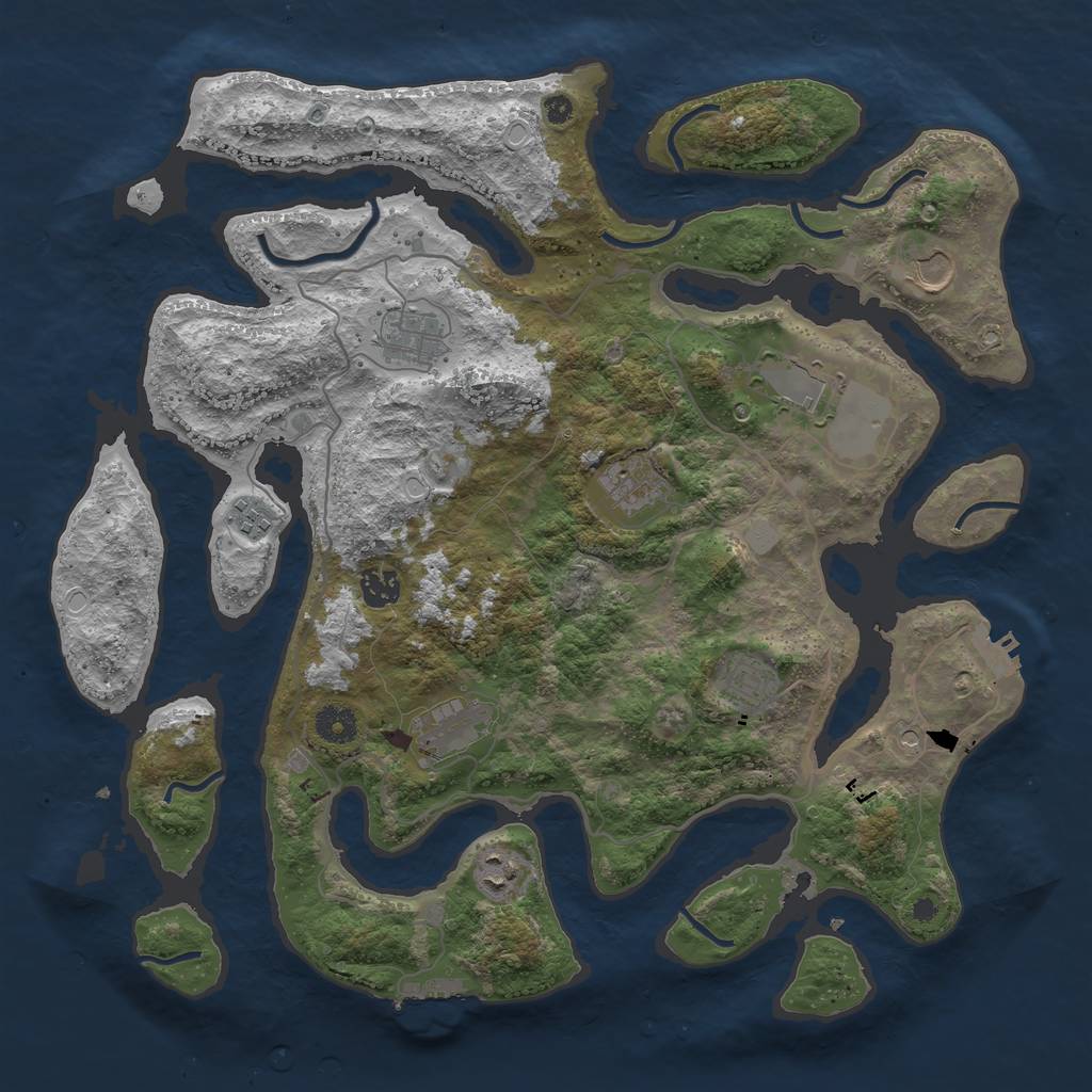Rust Map: Procedural Map, Size: 4000, Seed: 276635, 17 Monuments